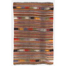 166 x 273  cm  Çok Renkli Eski El Yapımı Kilim, Ev Dekoru Için Düz Dokuma Kilim