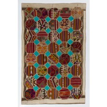 167 x 264  cm  Eski El Yapımı Türk Patchwork Kilim. Düz Dokuma Kilim