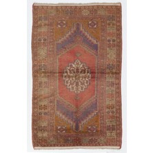 122 x 200  cm  Rustik Geleneksel Eski El Dokuması Alan Halısı, El Düğümlü Yün Otantik Halı