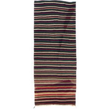 142 x 357  cm  El Dokuma Eski Türk Kilimi (Düz Dokuma), Çizgili Yolluk Halı, Tamamen Yün