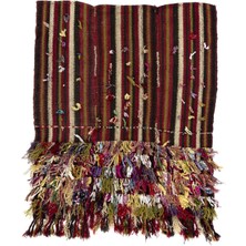 122 x 140  cm  Çok Renkli El Dokuması Eski Kilim. Düz Dokuma Halı Veya Duvar Askısı