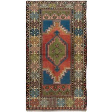 92 x 170  cm  El Yapımı Anadolu Şark Halısı, Dekoratif Tribal Stil Eski Yünlü Halı