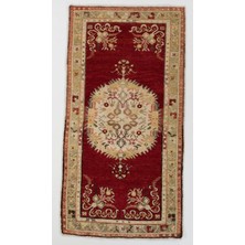 103 x 200  cm  El Yapımı Eski Türk Köy Halısı, Geleneksel Küçük Halı, Yaşlı Halı