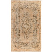 173 x 276  cm  Eski Nötr Renklerde 20.yüzyıldan El Düğümlü Anadolu Halısı, El Yapımı Uşak Halısı