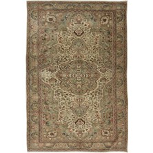 200 x 298  cm  El Düğümlü Eski Orta Anadolu Halısı, Madalyon Desenli, Yünlü Halı