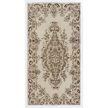 118 x 224  cm  Eski Eşsiz El Dokuması Çiçek Desenli Orta Anadolu Halısı, Yün ve Pamuklu Halı