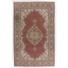 213 x 330  cm  Madalyon Desenli Eski El Düğümlü Türk Uşak Halısı, El Yapımı Halı