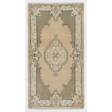 115 x 217  cm  Ev Dekoru Bej Renklerde Eski Anadolu Uşak Halısı. El Düğümlü Halı, Yünlü Halı