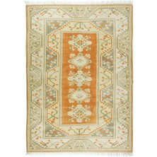 200 x 285  cm  Türk Milas Halısı, Eski Geometrik Desenli El Düğümlü Yün Halı