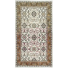 120 x 214  cm  Çiçekli Otantik El Yapımı Eski Yünlü Halı, Eşsiz Türk Halısı