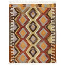 85 x 109  cm  El Dokuma Anadolu Kilimi,  Yünden Yapılmıştır, Eski Çok Renkli Küçük Halı