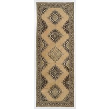 142 x 393  cm  Eski El Yapımı Türk Uşak Yolluk Halı. Koridor Için El Düğümlü Halı