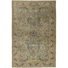 196 x 290  cm  Yeşil Tonlarında Çağdaş Ev Dekoru Için El Yapımı Anadolu Kayseri Halısı