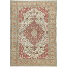 147 x 209  cm  Modern El Düğümlü Madalyonlu Alan Halısı,  Yün