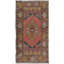 91 x 170  cm  Eski El Yapımı Orta Yüzyıl'dan Oryantal Halı, Yün ve Pamuklu Halı