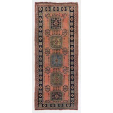 147 x 350  cm  Koridor Için Eşsiz Eski El Yapımı Türk Yolluk Halı, Antre Hol Halı
