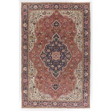 208 x 315  cm  Oda Boyutunda Eski El Düğümlü Kırmızı ve Mavi Tonlarda Yünlü Halı