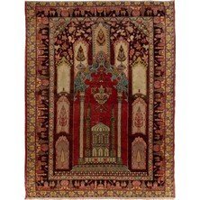 130 x 182  cm  Yarı Antika El Yapımı Kapadokya'dan Yün Seccade Halı