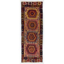 152 x 430  cm  El Dokuması Yolluk Kilim. Eski Dekoratif Halı. Hol Halısı. Koridor Kilimi. Mutfak Kilimi