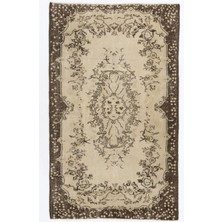 123 x 205  cm  Eski El Düğümlü Çiçek Madalyonlu Türk Halısı, El Yapımı Halı