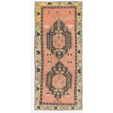 123 x 292  cm  El-Düğümlü Eski Halı. Türkiye'den Geleneksel Yün Halı. 1960'LARDA Yapılmıştır