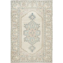 194 x 298  cm  Modern El Yapımı Anadolu Uşak Geometrik Desenli Halı, Bej Alan Halısı