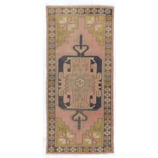 120 x 265  cm  Geleneksel Eski El Dokuması Alan Halısı, El Düğümlü Yün Otantik Halı