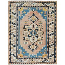 165 x 221  cm  Çağdaş El Yapımı Geometrik Desenli Ofis ve Ev Dekoru Halı,  Yün