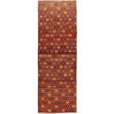 96 x 279  cm  Koridor Dekoru Için Çiçek Desenli El Yapımı Eski Yolluk Halı, Antre Hol Halı