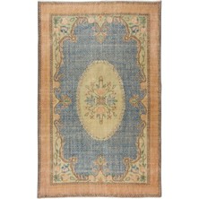 210 x 324  cm  El Düğümlü Çiçekli Türk Alan Halısı, Eski Büyük Yünlü Halı