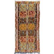 181 x 353  cm  Eski El Yapımı Kilim Yolluk, Düz Dokuma  Yün Koridor Kilimi. Antre Hol Kilim