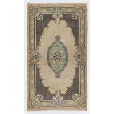 115 x 212  cm  Bej Renklerde Eski El Yapımı Halı, Yünlü Oturma Odası Halısı,