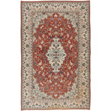 195 x 315  cm  Madalyon Tasarımlı, Eski El Yapımı Halı, El Düğümlü Halı