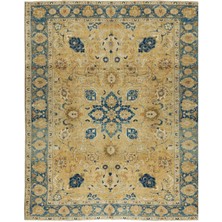 243 x 330  cm  Modern Eşsiz El Düğümlü Alan Halısı, Eski Çiçek Desenli Yün Halı