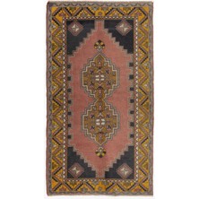 120 x 210  cm  El Dokuması Alan Halısı, El Düğümlü Yünlü Eski Halı