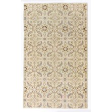 119 x 195  cm  Çiçek Desenli El Yapımı Eski Türk Uşak Halısı, Güneşte Soldurulmuş Halı