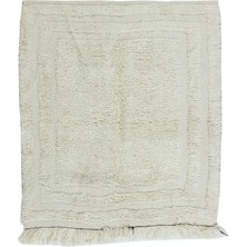 96 x 100  cm  Düz Bej Eski Anadolu "tülü" Halısı,  Doğal Yün, Minimalist Küçük Halı