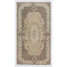 117 x 206  cm  Nötr Renklerde El Dokuması Eski Türk Halısı, Yünlü Ev ve Ofis Dekoru Halı