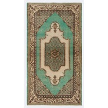 (115 x 213  cm ) Yeşil Tonlarda El Dokuması Halı , Anadolu Halısı