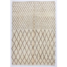 210 x 310  cm  El Dokuması Beyaz Yünden Yapılmış Yumuşak Tüylü Tülü Halı, Modern Tülü
