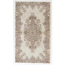 119 x 203  cm  Nötr Renklerde El Dokuma Eski Madalyon Tasarımlı Yün Türk Alan Halısı