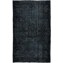 165 x 267  cm  Siyah & Gri Renkli El Dokuması Halı, Yenilenmiş Modern Türk Halısı