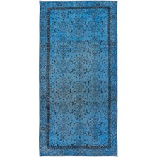 188 x 305  cm  El Yapımı Türk Halısı, Mavi El Dokuması Halı, Modern Yünlü Halı