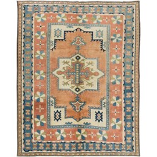 229 x 275  cm  Modern El Düğümlü Alan Halısı, Geometrik Tasarım Halı,  Yün