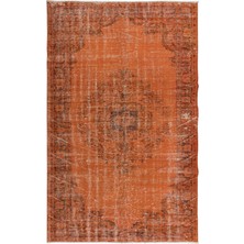 190 x 290  cm  Turuncu Halı, Yenilenmiş El Dokuma Halı, El Yapımı Halı, El Düğümlü Modern Halı