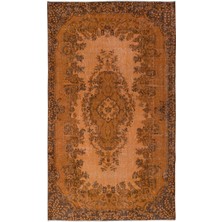 170 x 285  cm  Çağdaş El Yapımı Turuncu Halı, Modern El Dokuma Yeniden Boyanmış Halı