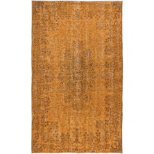 172 x 278  cm  Çağdaş El Yapımı Turuncu Halı, Modern El Dokuma Yeniden Boyanmış Halı