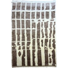 200 x 300  cm  Doğal Kahverengi ve Bej Yünden Yapılmış Çağdaş El Yapımı Tülü Halı