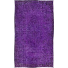 160 x 270  cm  El Yapımı Mor Halı, El Dokuması Eski Halı, Yenilenmiş Türk Halısı