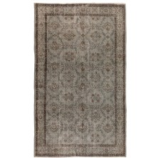 (173 x 285  cm ) Gri Tonlarda El Dokuması Anadolu Halısı, Sade ve Düz Isparta Halısı